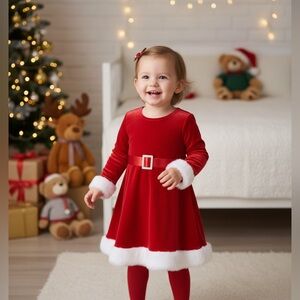 BONNIE JEAN Toddler Girls Santa Claus Christmas Holiday Formal Dress